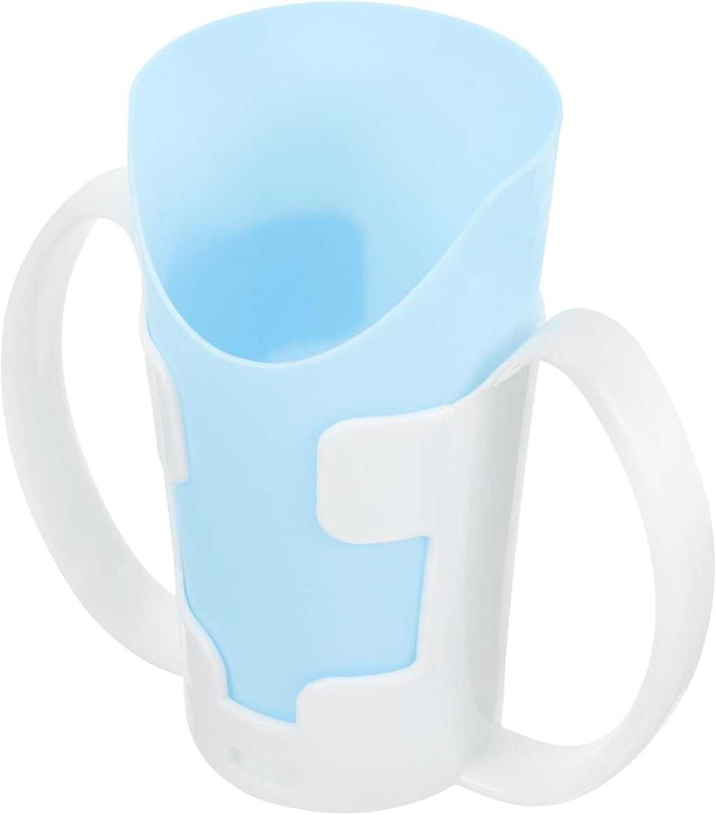 CHILDWEET Elderly Convalescent Feeding Cup with Lid and Base, Choking-proof Liquid Diet Drinking Cup for Bedridden Patients, Anti-spill Blue Drinking Aid for Dysphagia Care