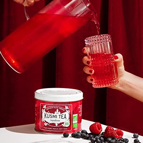 Kusmi Tea - AquaSummer + AquaExotica + AquaRosa - Organic Blend of Hibiscus and Fruits - Caffeine Free Herbal Tea - Enjoy Hot or Iced - Loose Leaf Tea - 2 Tin Boxes of 3.5 oz