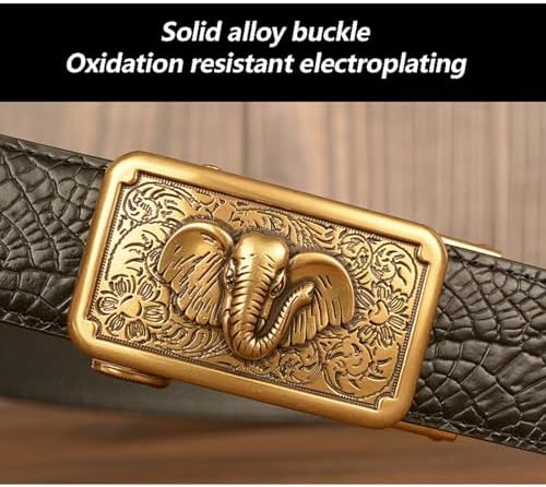 Men Genuine Leather Belts for Jeans Pants Fashion Business Suit Belt for Men,Black,115cm/waist:33"~35"
