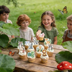 60Pcs Edible Jungle Safari Animal Cupcake Toppers Wafer Paper Green Leaf Woodland Animal Cupcake Kids Baby Shower Birthday Party Decoration Supplies