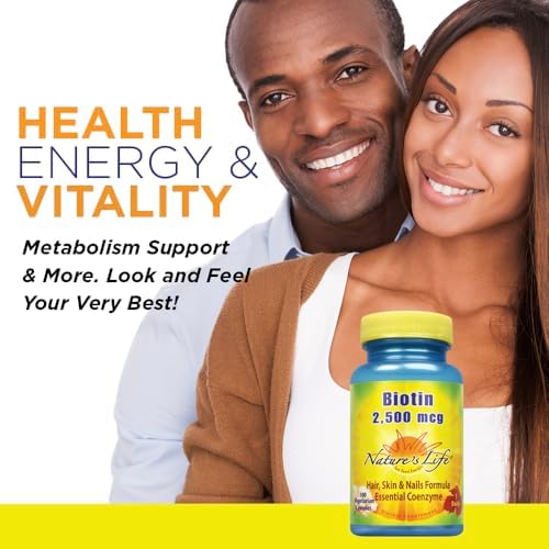 Nature's Life Biotin 2500mcg | Healthy Hair, Skin, Nail & Metabolism Support | Non-GMO | 100 Vegetable Capsules