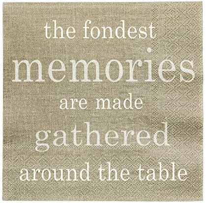 13 Inch Paper Luncheon Napkins, 20 Fondest Memories Design Printed Napkins - 3-Ply, Textured Edges, Gray Paper Decorated Napkins, Soft And Strong, For Parties Or Catering Events - Restaurantware
