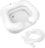 Inflatable Shampoo Basin, Portable Inflatable Hair Washing Basin, Shampoo Bowl with Neck Support and Drain Hose for The Elderly, Disabled, Pregnant Women, Injured People(Color:White)