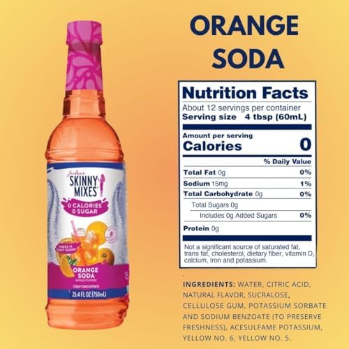 Skinny Mixes Sugar-Free Syrup Concentrate Variety Pack, 0 Calories, 0 Sugar, Root Beer Float, Orange Soda, Cherry Cola Flavors, 25.4 Fl Oz Bottles