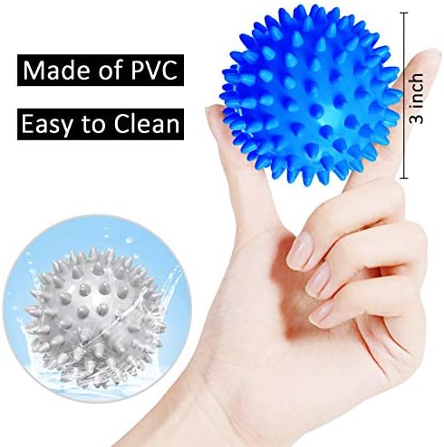Benvo Spiky Massage Balls Pack of 3 Muscle Roller Lacrosse Balls for Plantar Fasciitis Back Shoulder Pain Relief Foot Muscles, Trigger Point Yoga, Deep Tissue, Stress Reflexology (Silver/Blue/Purple)