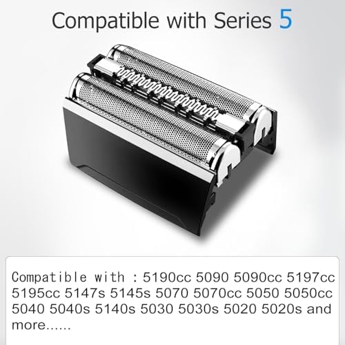 52B Series 5 Replacement Head Compatible with Braun Electric Shaver 5020, 5020s, 5030s, 5040, 5040s, 5050, 5050cc, 5070, 5070cc, 5090cc, 5140s, 5145s, 5147s, 5190cc S5 Razor Shaving Blade heads