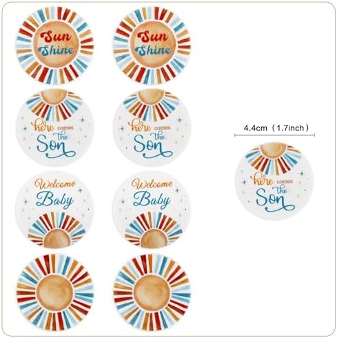 Ercadio 40 Pack Edible Sunshine Cupcake Drink Toppers Edible Blue Here Comes The Sun Sunny Baby Shower Cupcake Picks for Sunshine Theme Baby Boys Birthday Party Cake Decorations