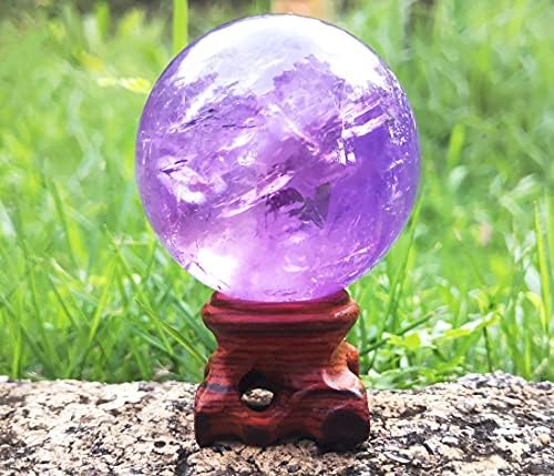 Polar Jade Prime Grade Amethyst Crystal Sphere, Handcrafted Natural Purple Stone Ball 50 mm for Meditation, Scrying, Feng Shui & Energy Balance