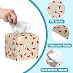 Cardinal Birds on Branches Tissue Box Cover,Red Berries Tissue Box Holder Square with Bottom Belt,Organizer Portable Decorative Facial Paper for Bedroom Dresser Office Desk,5.2" x 5.2" x 5.2"