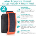 Vive 2 Pack Adaptive Utensil Strap Holder - Adjustable Hand Cuff for Holding Utensils - Parkinsons Aids for Living - Adaptive Equipment for Disabled Adults - Assistive Eating Device for Tremors Foam