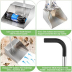 32In Extra Large Dust Pan with Long Handle,Heavy Duty Metal Dust Pan for Jumbo Debris Pan-Commercial Stand up Dustpan,Wide Mouth Outdoor Dustpan for Courtyards/Garage/Sidewalks-Professional Cleaning