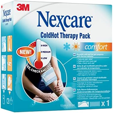Nexcare Cold Hot Therapy Pack Comfort, 1 Pack - Reusable Cold and Hot Gel Compress with Thermo Indicator for Natural Pain Relief