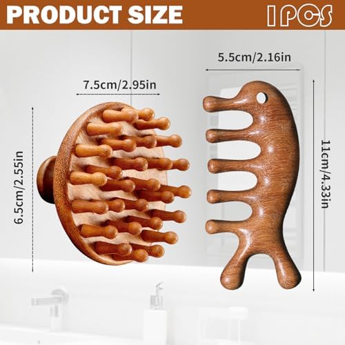 2 Pcs Bamboo Scalp Massager Stress,Wooden Scalp Massager Comb,Hair Growth,Scalp Massage Tool,Hair Massager Scalp Relief, Portable Head Massage Tool with Ergonomic Design