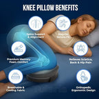 Memory Foam Knee Pillow for Side Sleepers Hip Pain with Adjustable Strap - Between Leg Pillow for Side Sleeping - Sciatica Pain Relief Support for Back, Knees, Joints, and Spine Alignment Cushion