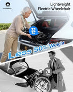 32lbs Lightweight Electric Wheelchair, Foldable Electric Wheelchair for Adults, Seniors, 360W Dual Motor Power Wheelchair 12.5 Miles for Travel, Park Hospital, 330 lbs Capacity-6Ah 16.5" Seat