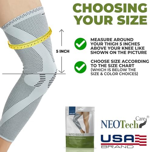 NeoTech Care Knee & Leg Support Brace - Breathable (Gray Color, Size M, 1 Unit)