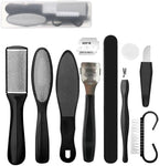 Foot Files Kit Foot Scrubber Rasp and Double-Sided Heel Files Pedicure Tools Callus Remover Stainless Steel for Dead Skin-10-Pack - Black -Box