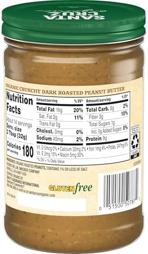 SANTA CRUZ ORGANIC Organic Dark Roasted Crunchy Peanut Butter, 16 OZ