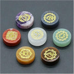 7 Chakra Crystal Stones Natural Reiki Healing Crystals Gemstones with Engraved Chakra Symbol Polished Stone for Meditation Crystal Therapy Gift for Reiki Practitioners