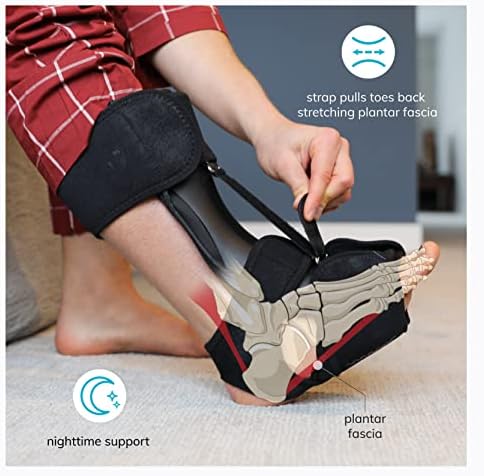 BraceAbility Plantar Fasciitis Night Splint - Dorsal Plantar Fascia Night Splint, Achilles Tendonitis Foot Brace for Plantar Fasciitis Relief, Heel Pain Sleeping Boot - Fits Men and Women (S/M)