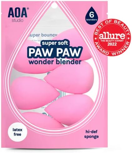 AOA Studio Collection makeup Sponge Set Latex Free and High-definition Set of 6 makeup Wonder blender For Powder Cream and Liquid, Super Soft Wonder Beauty Cosmetic
