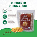 Jiva Organic Chana Dal 2 Pound Bag - Non-GMO, Premium, Certified - Split Desi Indian Chickpeas