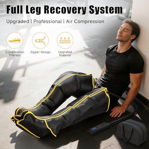 Air Compression Leg Massager, Professional Sequential Foot & Full Leg Massager for Circulation and Pain Relief, Fast Recovery Compression Boots for Athletes, Gifts for Men Women