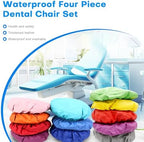 5Pcs Dental Chair Covers Set - Waterproof & Non-Slip PU Leather Elastic Full Covers with Foot, Seat, Headrest & Backrest Protectors for Dental Clinic Chairs(Light Blue)