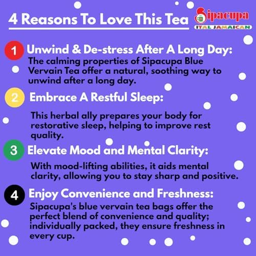 Sipacupa Blue Vervain Tea Bags - 2pk Herbal Tea for Relaxation and Wellness - Calming Herbal Blend - Enjoy Hot or Iced