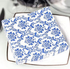 Blue Floral Cocktail Napkins For Wedding Party Birthday With 2 Layers, Paper Luncheon Napkin, 13x13 Inch, 120 Count