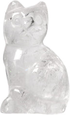 Justinstones Carved Natural Clear Quartz Cat Guardian Statue Home Decor Reiki Chakra Healing Crystal Desk Gemstone Decoration Stone Crafts Gemstone Collectible Gift