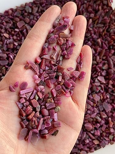 GAF TREASURES 2 oz Lot Natural Semi Tumbled Gemstone Chips, Crushed Mini Crystals, Undrilled Crystal Chips (Ruby)