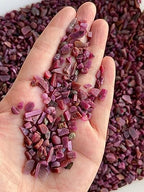 GAF TREASURES 2 oz Lot Natural Semi Tumbled Gemstone Chips, Crushed Mini Crystals, Undrilled Crystal Chips (Ruby)