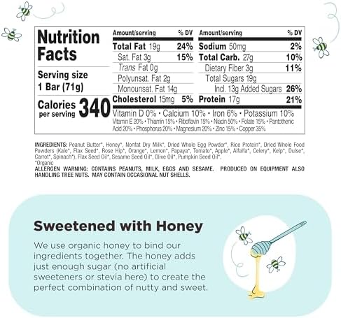 Perfect Bar Original Refrigerated Protein Bar, Peanut Butter, 2.5 Ounce Bar, 8 Count (Pack of 3)