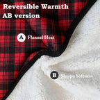 Wheelchair Lap Blanket for Seniors, 43" * 28" Soft Sherpa Lined Knee & Lap Cover, Warm Lightweight Throw with Snap Buttons, Cozy Comfort for Elderly & Caregivers, Red/Black Plaid