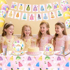 134Pcs Princess Birthday Party Decorations for Princess Party Decorations Supplies, Serves 24 Guests