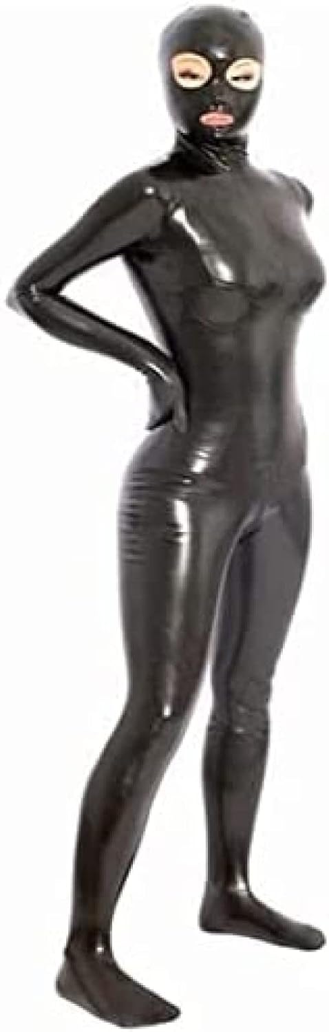 Women's Sexy Wetlook Bodycon Catsuit Nightclubs Performance Costume Lingerie Jumpsuit Faux Leather,Black,EXL