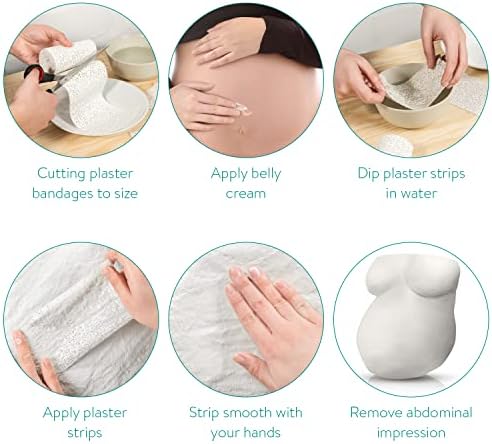 Navaris Plaster Cloth Rolls (L, Pack of 6) - Gauze Bandages for Body Casts, Plaster of Paris for Craft Projects, Belly Casting Kit Pregnancy - Easy Use Wrap Strips - 6" W x 118" L