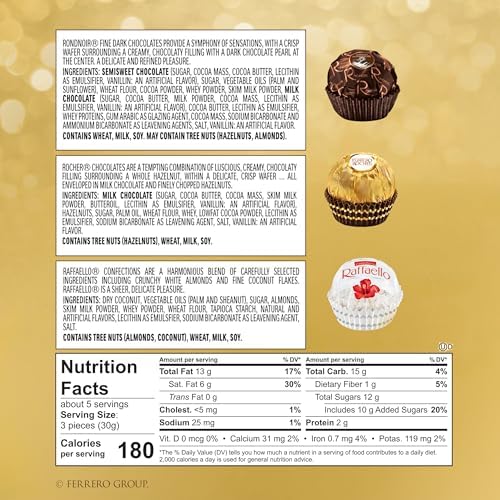 Ferrero Collection Gourmet Gift Box, 16 Assorted Chocolates with Dark Chocolate, Coconut, and Milk Chocolate, 6.1 oz