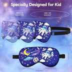 2 Pcs Sleep Mask for Kids Boys, Silk Eye Covers for Sleeping, Adjustable Strap & Light Blocking Design, Children's Bedtime Blindfold for Travel and Home Use (Astronaut)