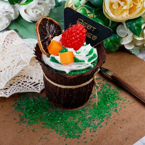 Green Sanding Sugar - Sparkling Sugar Crystals for Baking Decorations (130g/4.6oz) - Edible on Cookies, Cupcakes, Cakes, Ice Cream | Wedding, Party, Valentines Sugar Sprinkles