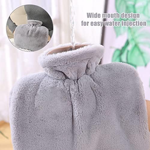 Surakey 1.25L Hot Water Bag Hand Warmer, Winter Hot Water Bottle with Soft Fluffy Cover & Hand Pocket, Natural Rubber for Sleeping - Bed Warmer & Comfortable Feeling Gift for Women & Kids Pig