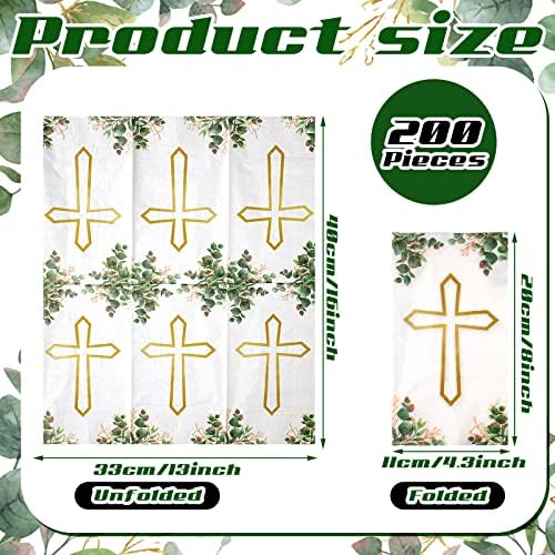 Karenhi 200 Pcs Baptism Cross Napkins 2 Ply God Bless Cross Christian Disposable Guest Napkins for Baptism Bathroom Towels First Holy Communion Decorative Religious Spring Bathroom Guest Towels