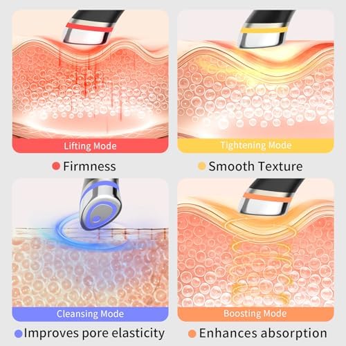 Face Lift Device – 8 in 1 Skin Tightening and Lifting, LED Light Therapy for Wrinkles, Korean Skin Care, Spa-Grade Facial Massager Lifting & Firming Beauty Massager (Black)