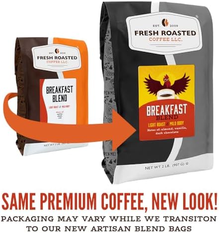 Fresh Roasted Coffee, Breakfast Blend, 5 lb (80 oz), Light Roast, Kosher, Whole Bean