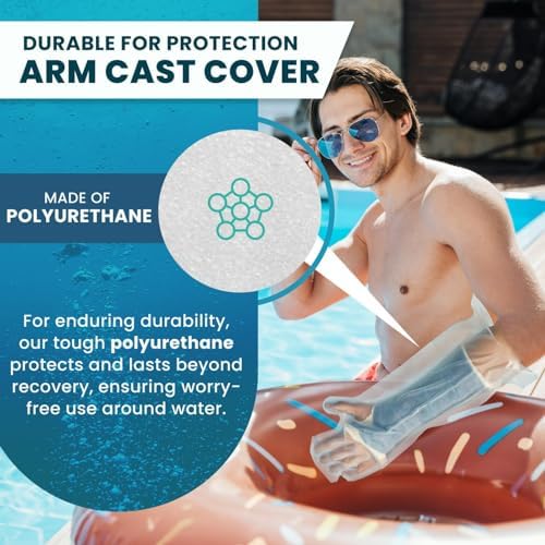 Cast Protector Adult Full Arm (A31), Waterproof & Reusable for Pool, Bath, & Shower, covers Hand, Wrist, Elbow, & Upper Arm - Made in USA
