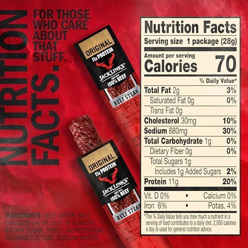Jack Link’s Premium Cuts Beef Steak, Original, 1 oz., 12 Count – Great Protein Snack 11g of Protein and 1g of Carbs per Serving, Premium Beef