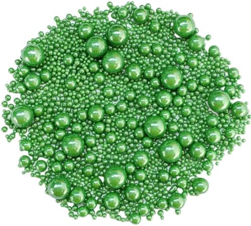 Edible Pearl Sugar Sprinkles Christmas Green Candy Mixing Size Baking Edible Cake Decorations Cupcake Toppers Cookie Decorating Celebrations Wedding Valentines Easter Halloween Christmas Supplies 120g/ 4.24oz
