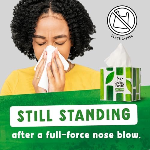 The Cheeky Panda Bamboo Facial Tissues Boxes | 12 x Tissue Boxes | Soft 3 Ply Bamboo Tissue Paper Bulk | Sustainable Tissues Cube Box