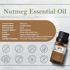 Nutmeg Essential Oil, USDA Certified Organic, 100% Pure Undiluted, Aromatherapy Oil for Diffuser, Hair & Skin Care